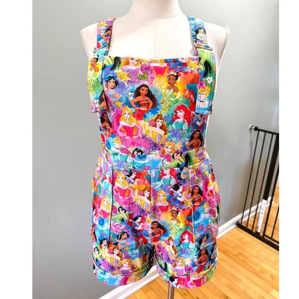 BlackMilk x Disney Princess All-Over Print Shortalls Overalls Women's Size XL